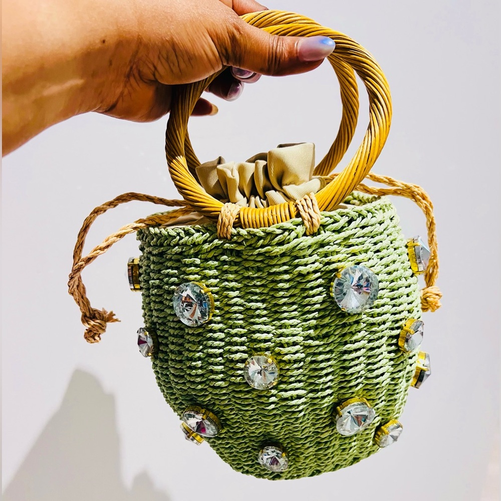 Mini Basket bag with rhinestones